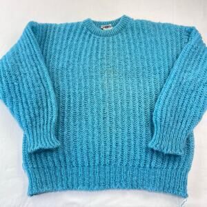 Fantastics Vintage Wool Mohair Blue Sweater Women's size Medium 1980's Italy